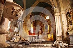 Old, Demolished church Ã¢â¬â inside, interior. photo